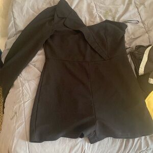 Black one shoulder romper